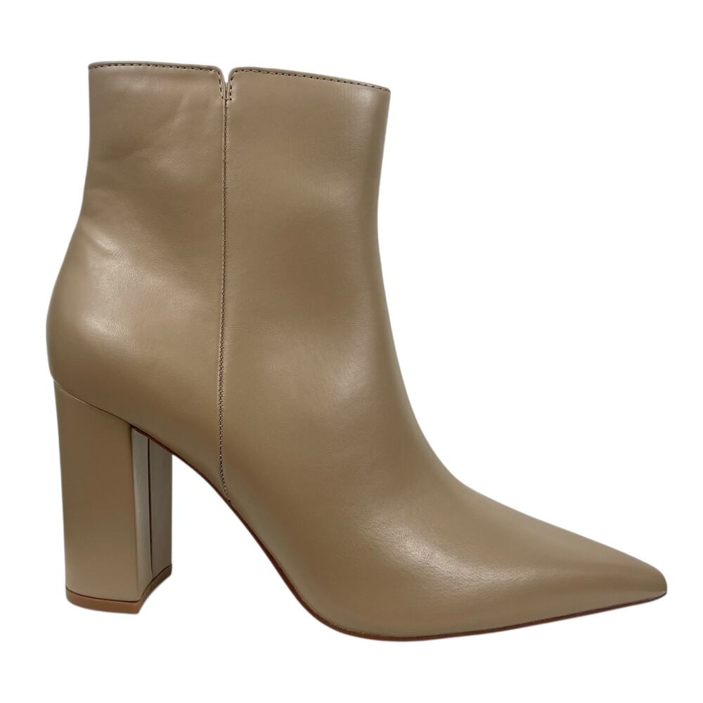 Mango Faux Leather Pointed Toe Heeled Ankle Boots Beige Size 38/ 7.5